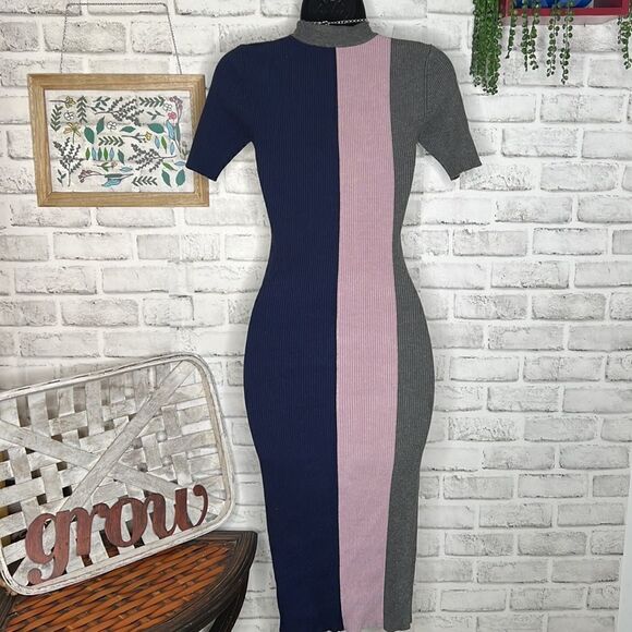 LuLu’s Dianna Navy Blue Color Block Short Sleeve Bodycon Dress - Picture 7 of 9